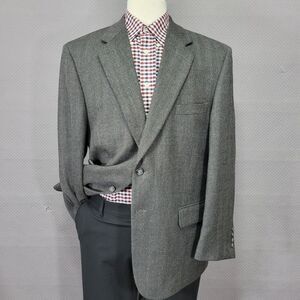 Bert Pulitzer Men's Sport Coat Blazer Two Button Herringbone Lambs Wool Gray 44S